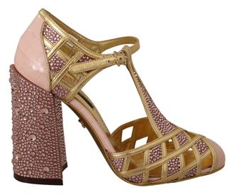 Dolce & Gabbana Kristallen Tstrap Pumps Goud Roze