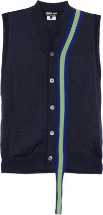 Comme Des Gar&ccedil;ons sleeveless cardigan - men - Wool/Acrylic - L - Blue