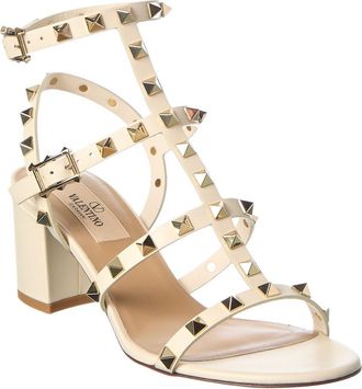 Valentino Rockstud Caged 50 Leather Ankle Strap Sandal