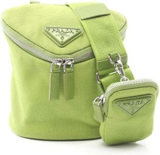 Prada Pre-owned Cross Body Bags, female, Green, Size: ONE SIZE Pre-owned Canvas Cross Body Bag