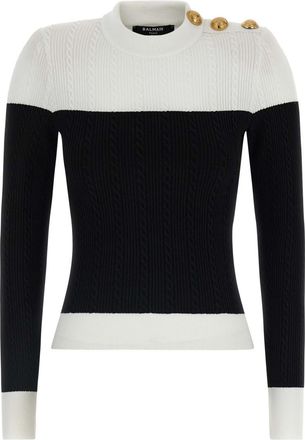 Balmain BlackWhite Maxi shoulder top