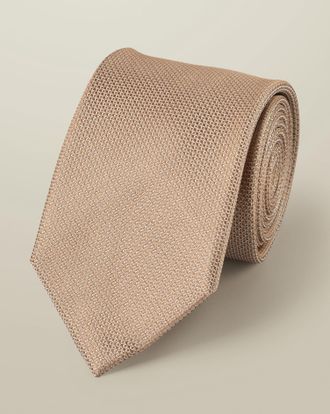 CHARLES TYRWHITT Silk Textured Tie - Sand Size OSFA by Charles Tyrwhitt
