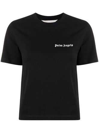 Palm Angels chest logo-print detail T-shirt - women - Cotton - M - Black