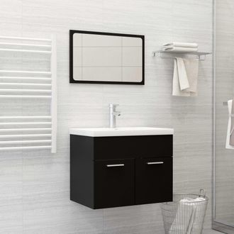 Berkfield Home Bathroom Furniture Set Black Engineered Wood