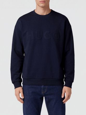 HUGO BOSS Felpa girocollo in cotone a maniche lunghe con logo tono su tono