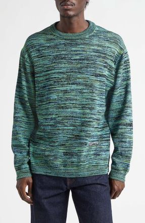 Waste Yarn Project Space Dye One of a Kind Crewneck Sweater in Blue Green Dark at Nordstrom, Size X-Large