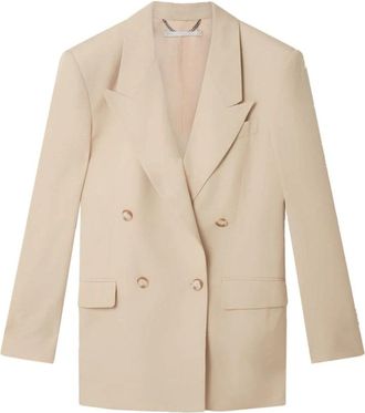 Stella McCartney Double-breasted jas - Dames - Blazers - Beige - S - Leer - Jassen