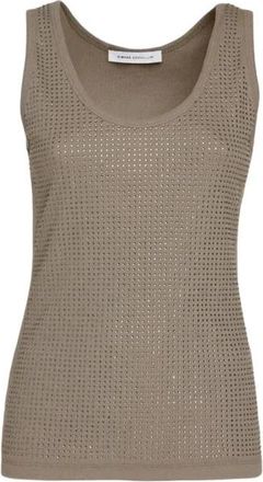 Simona Corsellini Top met coltrui en ribbelstructuur - Dames - Tops zonder mouwen - Grijs - M - Polyester - Tops