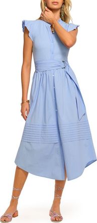 Ramy Brook Odessa Belted Midi Dress in Bazaar Blue at Nordstrom, Size Xx-Small