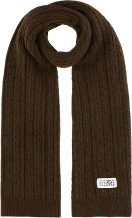 Maison Margiela Cable Knit Scarf - Dames - Wintersjaals - Bruin - ONE Size - Wol - Accessoires