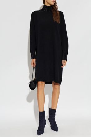 Fabiana Filippi Wool Turtleneck Dress, Womens, Black