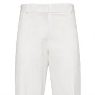 Ferragamo Womens High Waist Cotton Trousers In White
