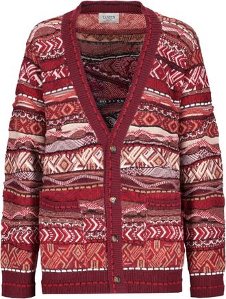 Laneus patterned knitted cardigan - Red