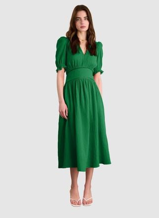 Baukjen Bella Organic Cheesecloth Midi Dress in Bright Emerald at Nordstrom, Size 10
