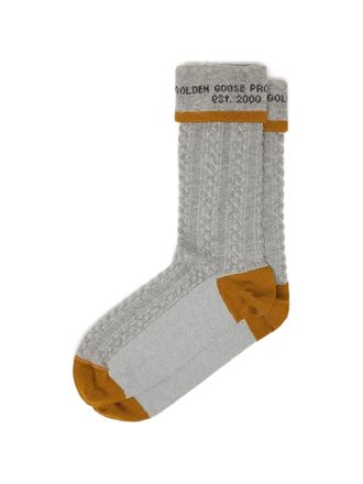 Golden Goose Calzini Golden Goose a coste alte/treccia/logo jacquard