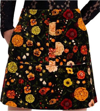 La DoubleJ Retro Patch Pocket A-lijn Mini Rok - Dames - Korte rokken - Veelkleurig - M - Katoen - Rokken