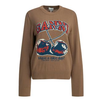 Ganni Maglione girocollo - - Knitwear - Donna - Marrone - S