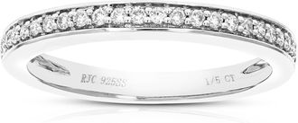 Vir Jewels 1/5 cttw Lab Grown Diamond Wedding Band in Sterling Silver For Women