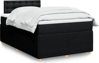 vidaXL Cama Box Spring Con Colch&oacute;n Tela Negro 120x190 Cm Vidaxl