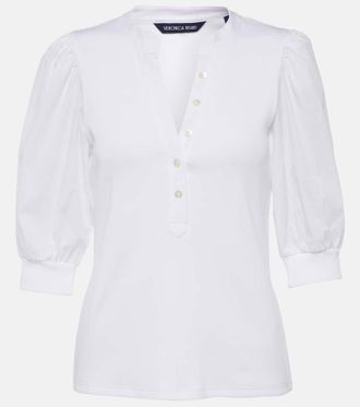 Veronica Beard Coralee puff-sleeve cotton-blend top