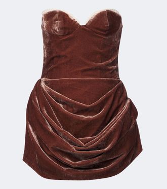 Magda Butrym Crochet-trimmed ruched velvet minidress