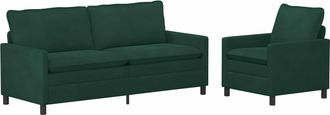 vidaXL Juego De Sof&aacute; 2 Uds. Verde Oscuro Terciopelo Vidaxl