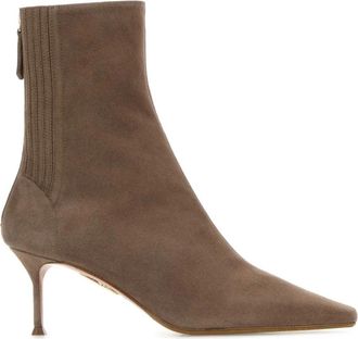 Aquazzura Saint Honore Enkellaarsjes - Dames - Laarzen met Hak - Grijs - 41 EU - Leer - Schoenen