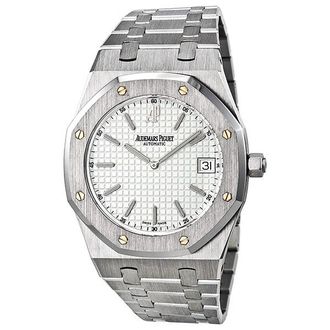 Audemars Piguet Pre-owned Audemars Piguet Royal Oak Jumbo White Guilloche Dial Mens Watch 15202ST.OO.0944ST.01