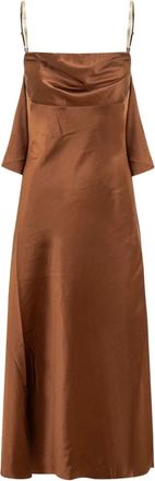 Rebecca Vallance Phoenix Midi Jurk - Dames - Casual kleedjes - Bruin - XS - Satijn - Kleedjes