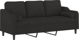 vidaXL Sof&aacute; De 3 Plazas Con Cojines Tela Negro 180 Cm Vidaxl