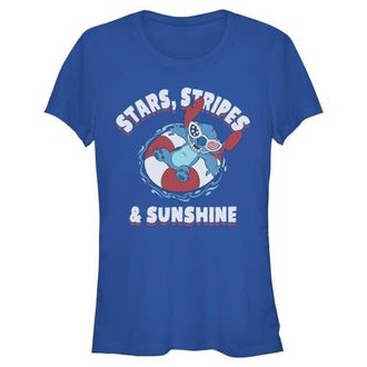 Lilo & Stitch Juniors Lilo & Stitch Stars Stripes and Sunshine T Shirt in Royal Blue at Nordstrom, Size Xx-Large