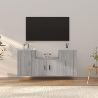 vidaXL Vidaxl - Set De Muebles Para Tv 3 Pzas Madera Contrachapada Gris Sonoma