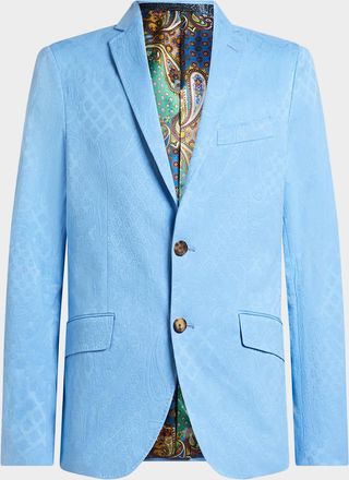 Etro Mens Tonal Paisley Jacquard Two-Button Sport Coat