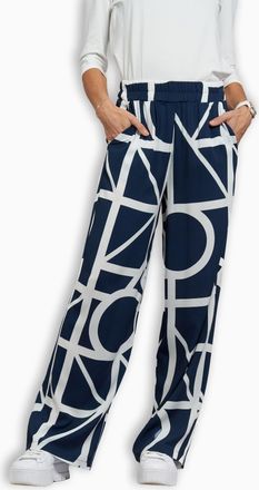 Seidel Moden Stoffhose SEIDEL MODEN Otto exclusiv, Damen, Gr. 34, N-Gr, navy, Web, Obermaterial: 100% Viskose, gemustert, lang, Hosen Stoffhose, mit grafischem Mus