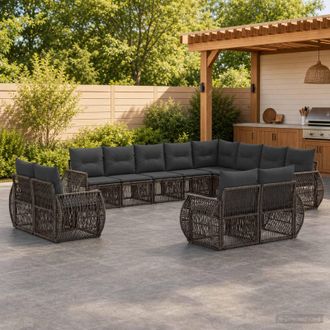 vidaXL Vidaxl Set Divano Da Giardino 12 Pz Grigio E Grigio Scuro Polyrattan