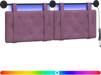 vidaXL Cabecero Colgante Con Luz Led Morado Terciopelo Vidaxl