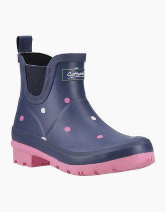 Cotswold Womens Cotswold Clarence Ankle Rubber Womens Spot Wellington Boots - Navy - Size: 8