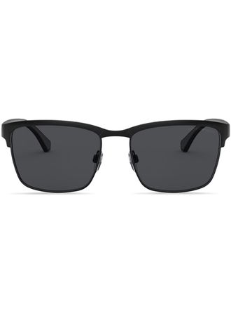 Emporio Armani matte square sunglasses - men - Metal - 56 - Black