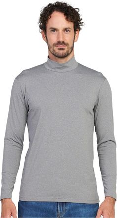 Lapasa Mock Neck Base Layer Top for Men Thermal Underwear Top Middleweight Long Sleeve T-Shirt M123, Heather Gray, L