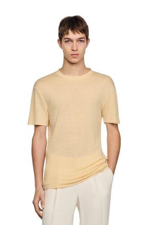 Sandro Linen T-shirt in Butter Cream at Nordstrom, Size Xx-Large
