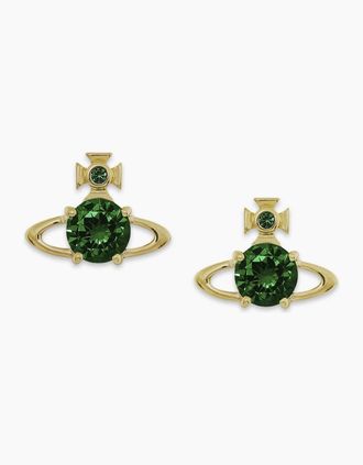 Vivienne Westwood Womens Reina Petite Earrings Gold - Green - Size: OS