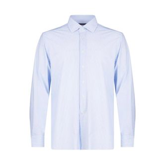 Corneliani Bi-elastisch Stoffen Overhemd - Heren - Zakelijke Overhemden - Blauw - S - Leer - Overhemden