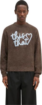 Thisisneverthat Heart Logo Gebreide Trui - Heren - Truien - Bruin - Maat: XL Acryl