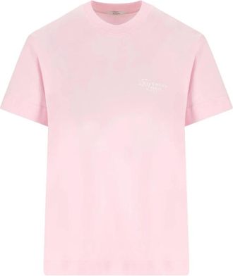 Givenchy Tops, Dames, Roze, S, Katoen, T-shirt met geborduurd logo