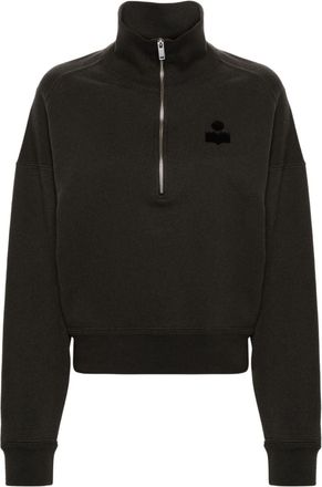 Isabel Marant Ross zip-up sweatshirt - women - Organic Cotton/Recycled Polyester - 32 - Black
