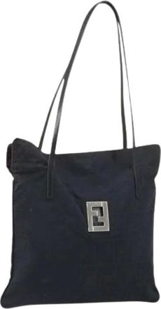 Fendi Pre-owned Tote Bags, female, Black, Size: ONE SIZE Pre-owned Canvas Tote Bag
