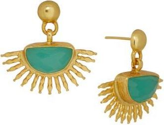 Ottoman Hands Sunrise Aqua Chalcedony Drop Stud Earrings in Gold at Nordstrom