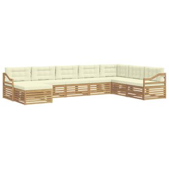 vidaXL Conjunto De Sof&aacute;s De Exterior 8 Pcs Blanco Y Crema Poli&eacute;ster Vidaxl