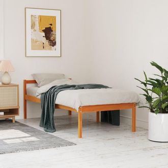 vidaXL Cama Para Mayores Madera Maciza De Pino Marr&oacute;n Cera 75x190 Cm Vidaxl