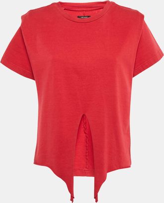 Isabel Marant Red Slub Cotton Zelito Knotted T T-Shirt